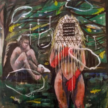 Schilderij getiteld "Signes" door Emilie Lagarde, Origineel Kunstwerk