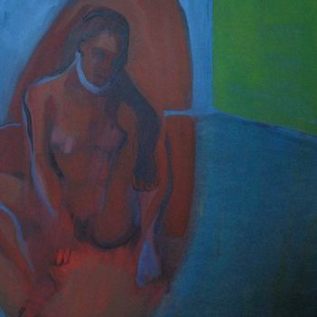 Painting titled "femme-rouge-bleue1.…" by Emilie Lagarde, Original Artwork
