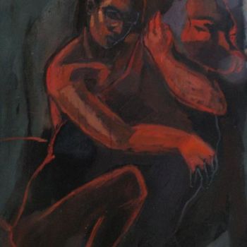 Peinture intitulée "femmeauchienredim.j…" par Emilie Lagarde, Œuvre d'art originale
