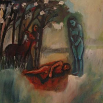Pintura titulada "promenons-nousred.j…" por Emilie Lagarde, Obra de arte original