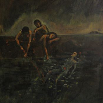 Painting titled "La pêche" by Emilie Lagarde, Original Artwork