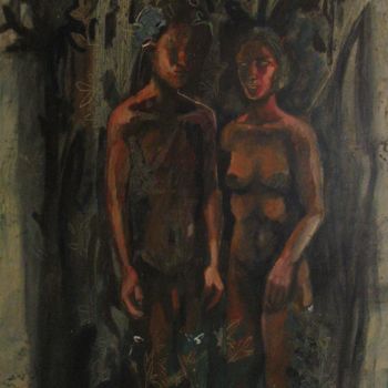 Schilderij getiteld "Sous la nuit" door Emilie Lagarde, Origineel Kunstwerk