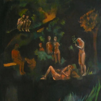 Pintura intitulada "les observateurs" por Emilie Lagarde, Obras de arte originais