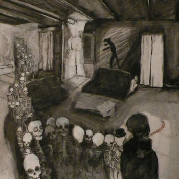 Disegno intitolato "le bruit dans les t…" da Emilie Lagarde, Opera d'arte originale
