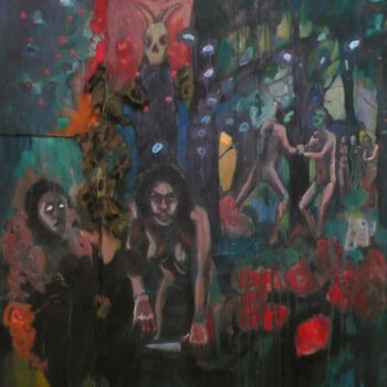 Pintura intitulada "Les vertus de la pa…" por Emilie Lagarde, Obras de arte originais, Óleo