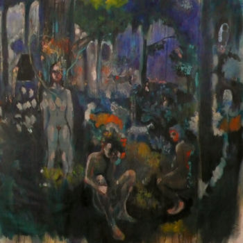 Pittura intitolato "Grouiller le soir" da Emilie Lagarde, Opera d'arte originale, Olio