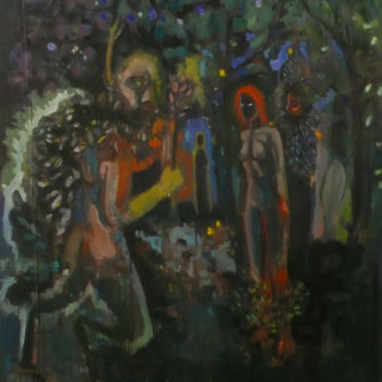 Pittura intitolato "l'oiseau d'augure" da Emilie Lagarde, Opera d'arte originale, Olio