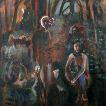 Pittura intitolato "La course des cocho…" da Emilie Lagarde, Opera d'arte originale, Olio