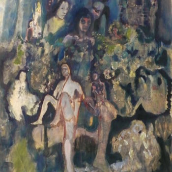 Schilderij getiteld "Rumeur" door Emilie Lagarde, Origineel Kunstwerk, Olie
