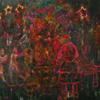 Peinture intitulée "La fête du bûcher" par Emilie Lagarde, Œuvre d'art originale