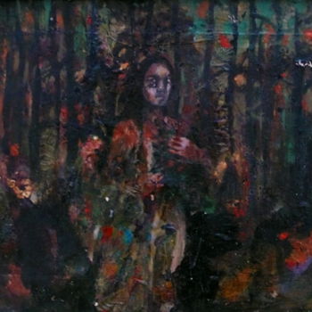 Картина под названием "La femme des bois" - Emilie Lagarde, Подлинное произведение искусства