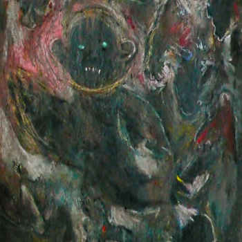 Schilderij getiteld "L'exode des sirènes" door Emilie Lagarde, Origineel Kunstwerk