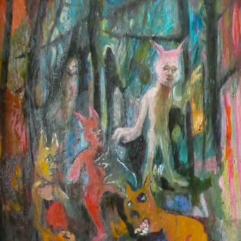 Peinture intitulée "Le rire du chien ja…" par Emilie Lagarde, Œuvre d'art originale