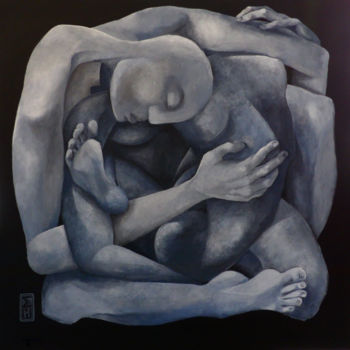 Painting titled "Couple de contorsio…" by Emilie Mota-Maldonado, Original Artwork, Acrylic Mounted on Wood Stretcher frame