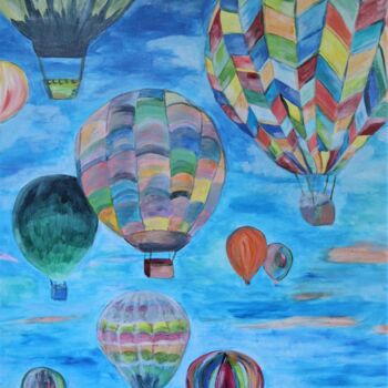 Картина под названием "Lâcher de ballons" - Emilie Neuillie (Emy-Ly-Art), Подлинное произведение искусства, Акрил Установлен…