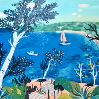 Peinture intitulée "Ile de Porquerolles" par Emilie Neuillie (Emy-Ly-Art), Œuvre d'art originale, Acrylique Monté sur Châssi…