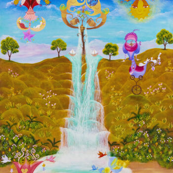Peinture intitulée "L'arbre de vie / Th…" par Émilie Pauly, Œuvre d'art originale, Gouache