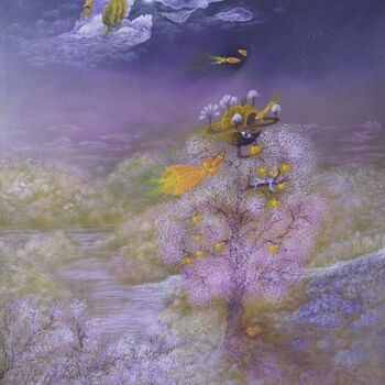 Картина под названием "Forêt galactique /…" - Émilie Pauly, Подлинное произведение искусства, Акрил