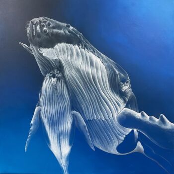 Peinture intitulée "Baleines à bosses" par Émilie Pineau, Œuvre d'art originale, Acrylique Monté sur Châssis en bois