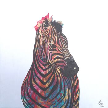 Pittura intitolato "Zebra" da Emilie Ruffat, Opera d'arte originale, Acquarello
