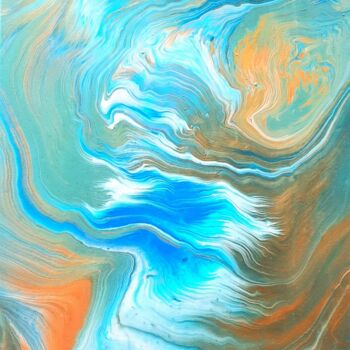 Painting titled "The ocean waves" by Emilie Ruffat, Original Artwork, Acrylic Mounted on Wood Stretcher frame