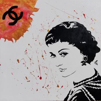 Painting titled "Coco Chanel" by Emilie Ruffat, Original Artwork, Acrylic Mounted on Wood Stretcher frame