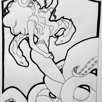Dessin intitulée "La petite sirène" par Emilie Russery, Œuvre d'art originale, Autre