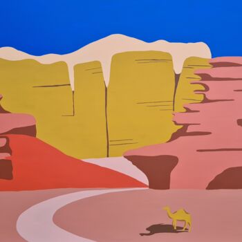 Schilderij getiteld "Wadi Rum" door Emilie Chêne, Origineel Kunstwerk, Acryl Gemonteerd op Frame voor houten brancard