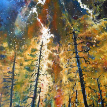 제목이 "Forêt en hiver"인 미술작품 Lorenz로, 원작, 아크릴 나무 들것 프레임에 장착됨