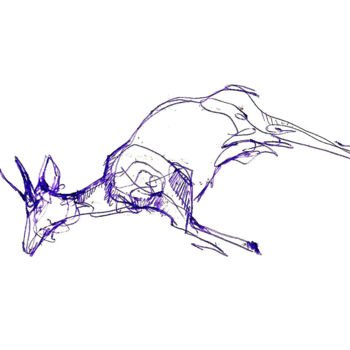 Dessin intitulée "Etude pour le cerf…" par Lorenz, Œuvre d'art originale, Crayon
