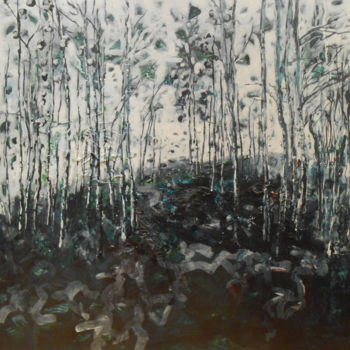 Картина под названием "Foret en hiver 2" - Lorenz, Подлинное произведение искусства, Акрил Установлен на Деревянная рама для…
