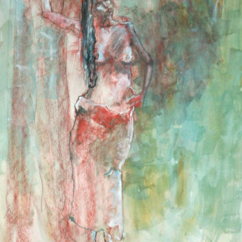 Pittura intitolato "Nu sur fond vert" da Lorenz, Opera d'arte originale, Acrilico