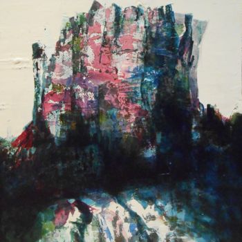 Painting titled "Massif rocheux dans…" by Lorenz, Original Artwork, Oil Mounted on Wood Stretcher frame