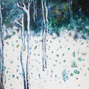 Malerei mit dem Titel "Foret en hiver 1" von Lorenz, Original-Kunstwerk, Acryl Auf Keilrahmen aus Holz montiert