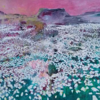 Painting titled "Paysage de fleurs" by Lorenz, Original Artwork, Acrylic