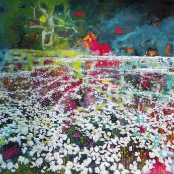 Peinture intitulée "Paysage de fleurs II" par Lorenz, Œuvre d'art originale, Acrylique