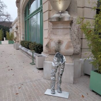Sculpture titled "Sculpture métal jean" by Emilio Mortini, Original Artwork, Metals