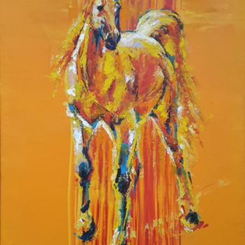 Painting titled "Power Pferd" by Emiliya Rudaschewskaja, Original Artwork, Oil