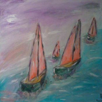 Картина под названием "4 sailing" - Lazarovici, Подлинное произведение искусства