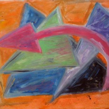 Painting titled "Red arrow against G…" by Lazarovici, Original Artwork