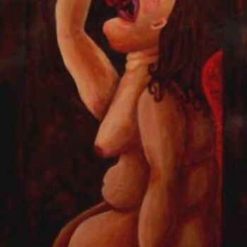 Painting titled "Crimson Gluttony" by Elisha Miller, Original Artwork, Oil