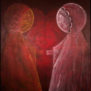 Painting titled "Alchemical Marriage" by Elisha Miller, Original Artwork, Oil