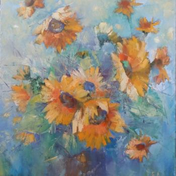 Картина под названием "floarea soarelui" - Emily Ardelean, Подлинное произведение искусства, Масло