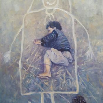 Peinture intitulée "Singur pe lume / Do…" par Emily Ardelean, Œuvre d'art originale, Huile Monté sur Panneau de bois