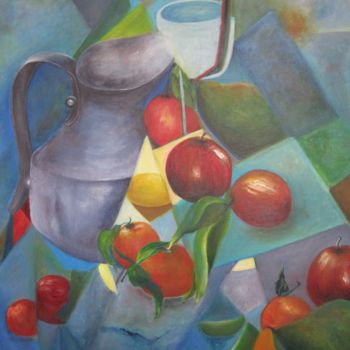 Peinture intitulée "Cruche et fruits" par Emily Helstroffer, Œuvre d'art originale, Acrylique