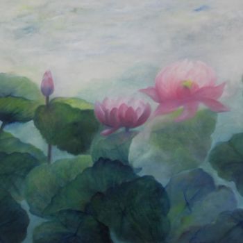 Peinture intitulée "Lotus" par Emily Helstroffer, Œuvre d'art originale, Huile