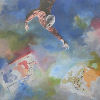 Schilderij getiteld "Le monde à l'envers" door Emily Helstroffer, Origineel Kunstwerk, Acryl