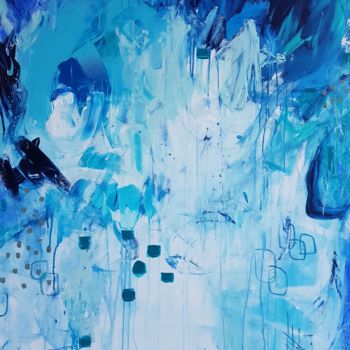 Картина под названием "Blue Profundis" - Emily Starck, Подлинное произведение искусства, Акрил Установлен на Деревянная рама…