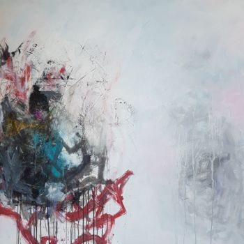 Pintura intitulada "Le ruban rouge" por Emily Starck, Obras de arte originais, Acrílico Montado em Armação em madeira