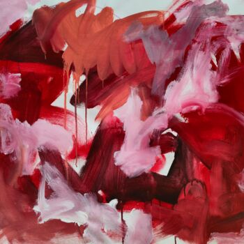 Malarstwo zatytułowany „Camaieu de rouge 1” autorstwa Emily Starck, Oryginalna praca, Akryl Zamontowany na Drewniana rama no…